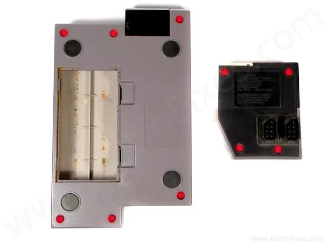 Removable screws from the bottom and back of the Satellite deck and receiver connector, respectfully
